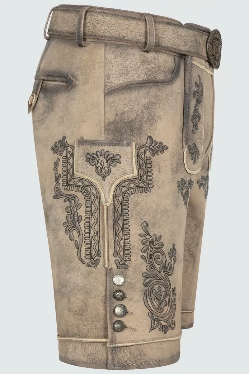 Kruger Men's Lederhosen "Rob" (beige) with Belt "low stock"