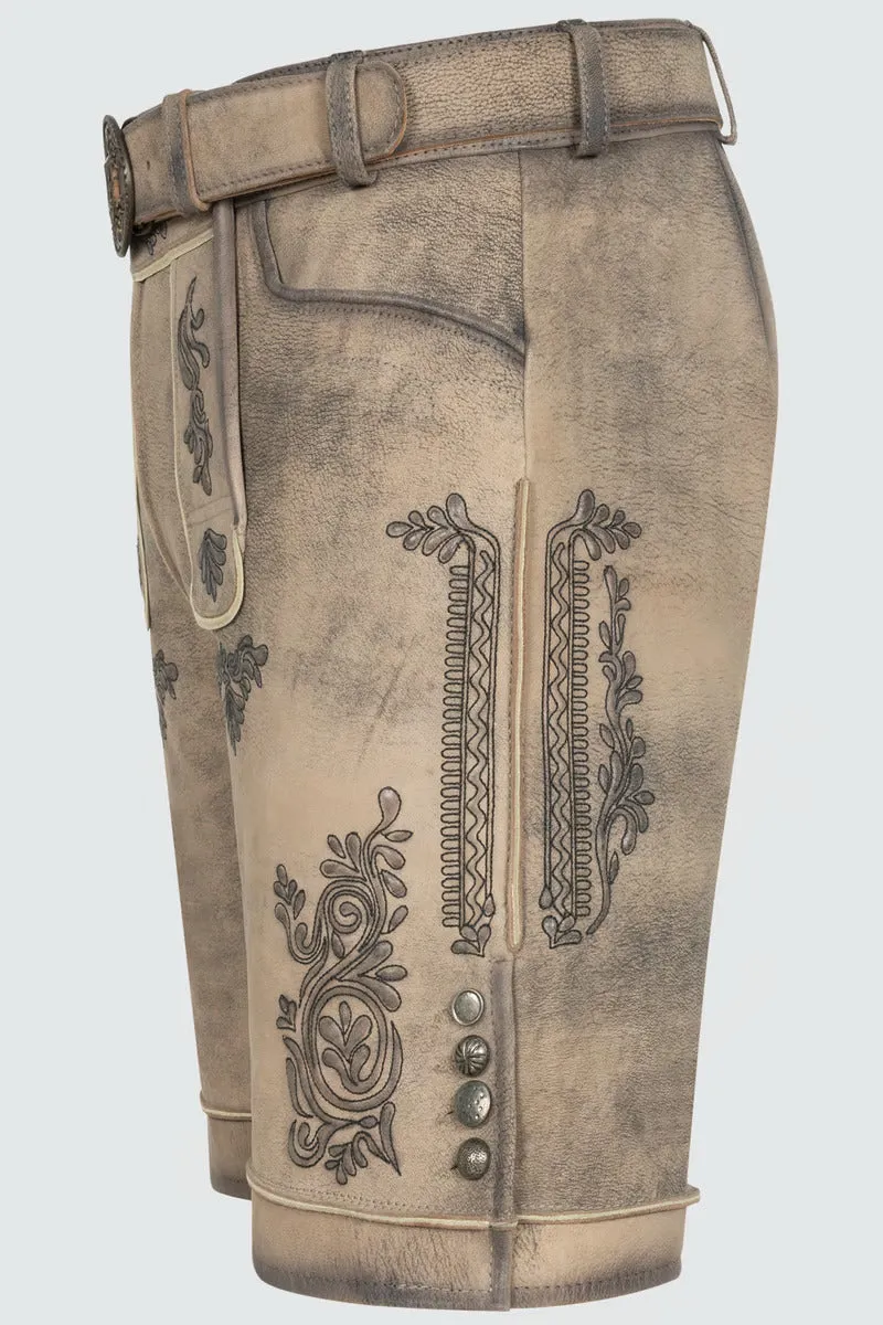 Kruger Men's Lederhosen "Rob" (beige) with Belt "low stock"