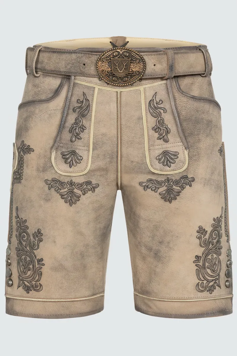 Kruger Men's Lederhosen "Rob" (beige) with Belt "low stock"