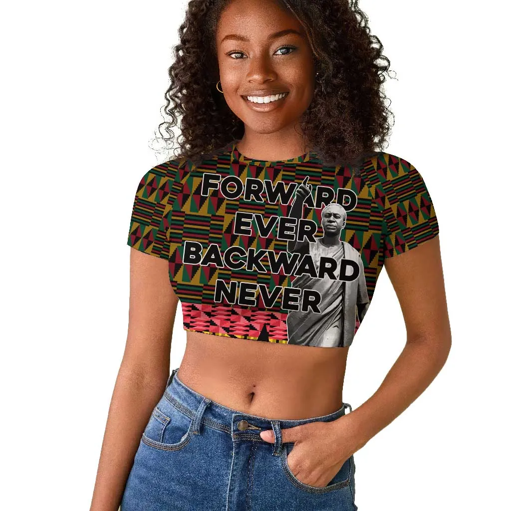 Kwame Nkrumah Ghana Raglan Cropped T shirt Kente Pattern African TS04