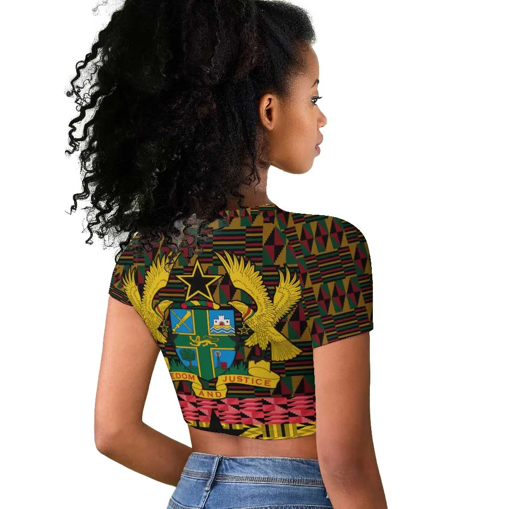 Kwame Nkrumah Ghana Raglan Cropped T shirt Kente Pattern African TS04