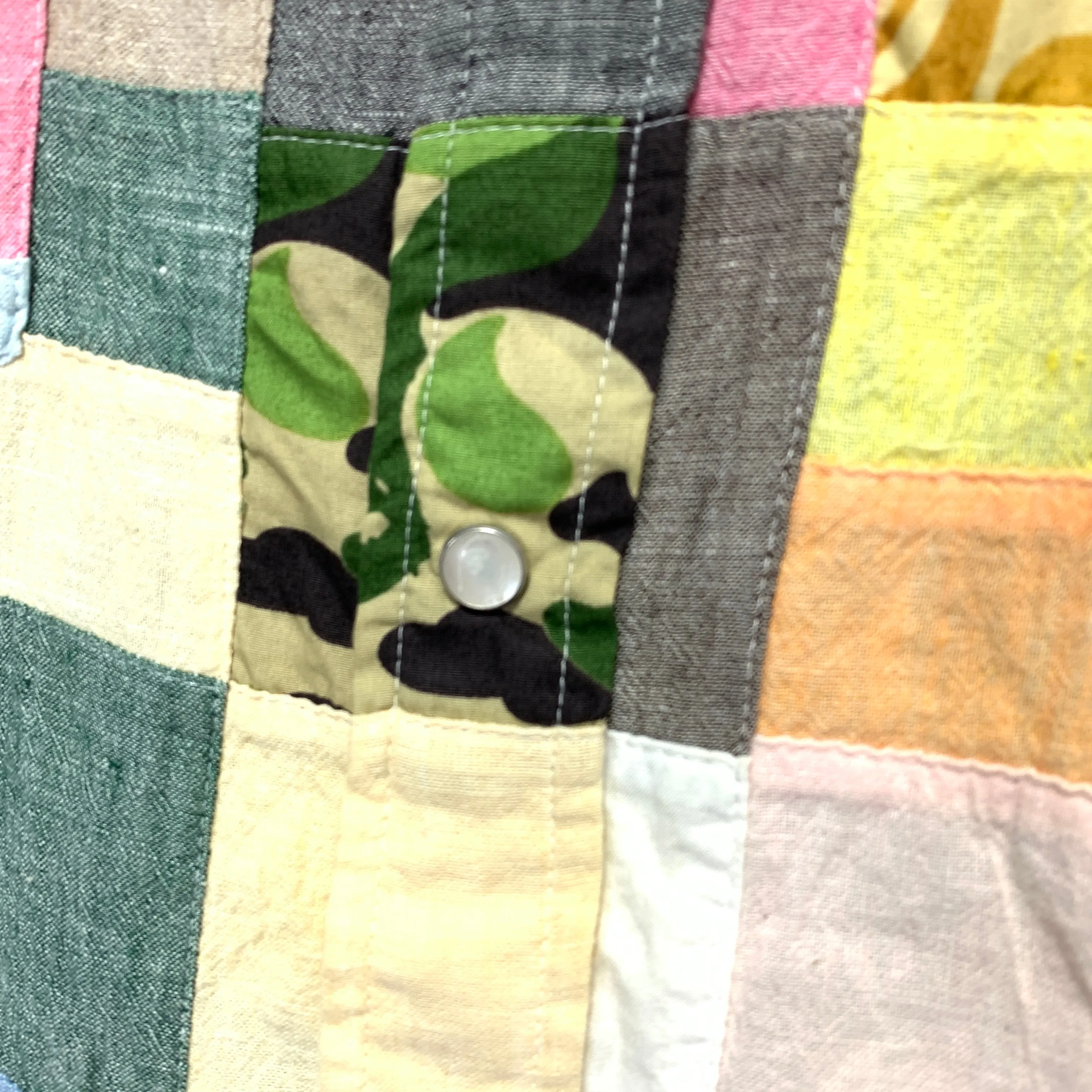 [L] A Bathing Ape Bape Patchwork Plaid S/S Shirt