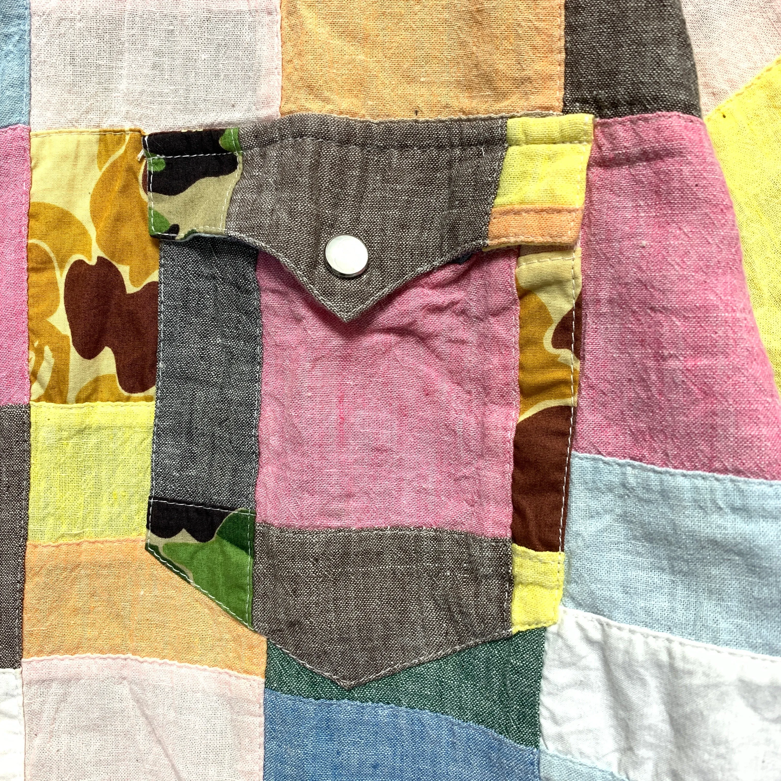 [L] A Bathing Ape Bape Patchwork Plaid S/S Shirt