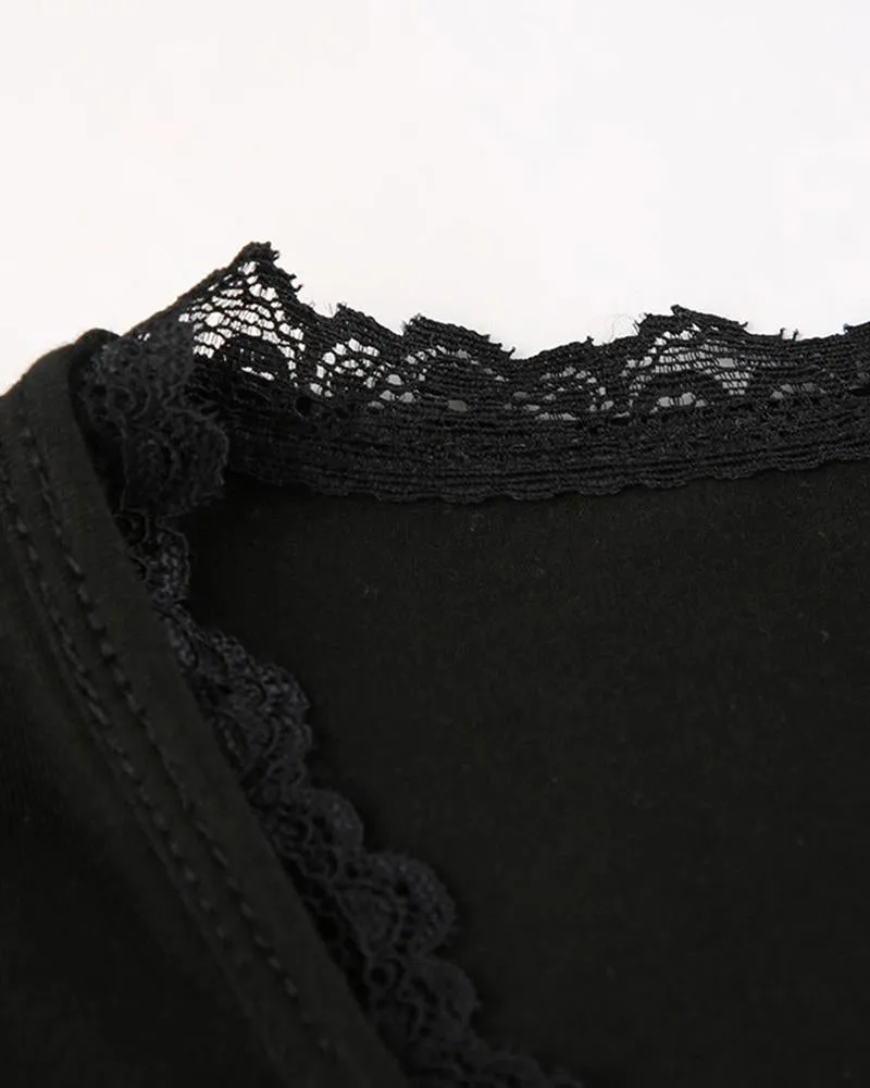 Lace Edge Long Sleeve T-Shirt