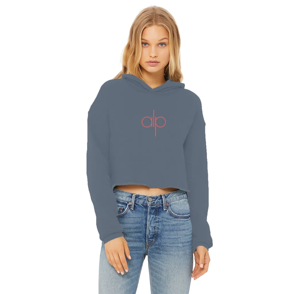 Ladies Cropped Raw Edge Hoodie