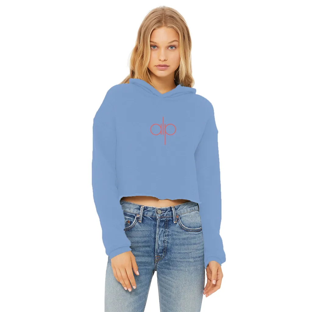 Ladies Cropped Raw Edge Hoodie