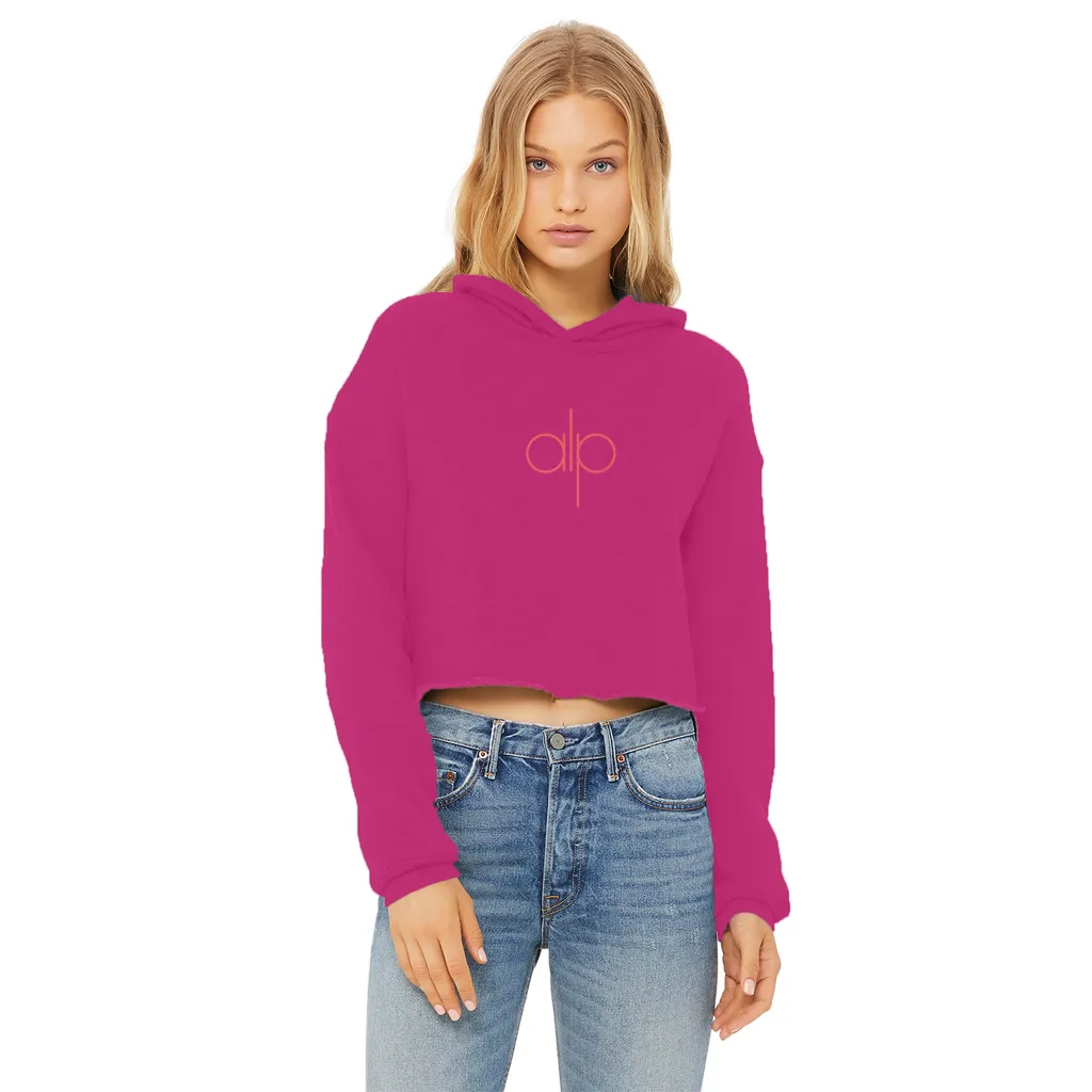 Ladies Cropped Raw Edge Hoodie