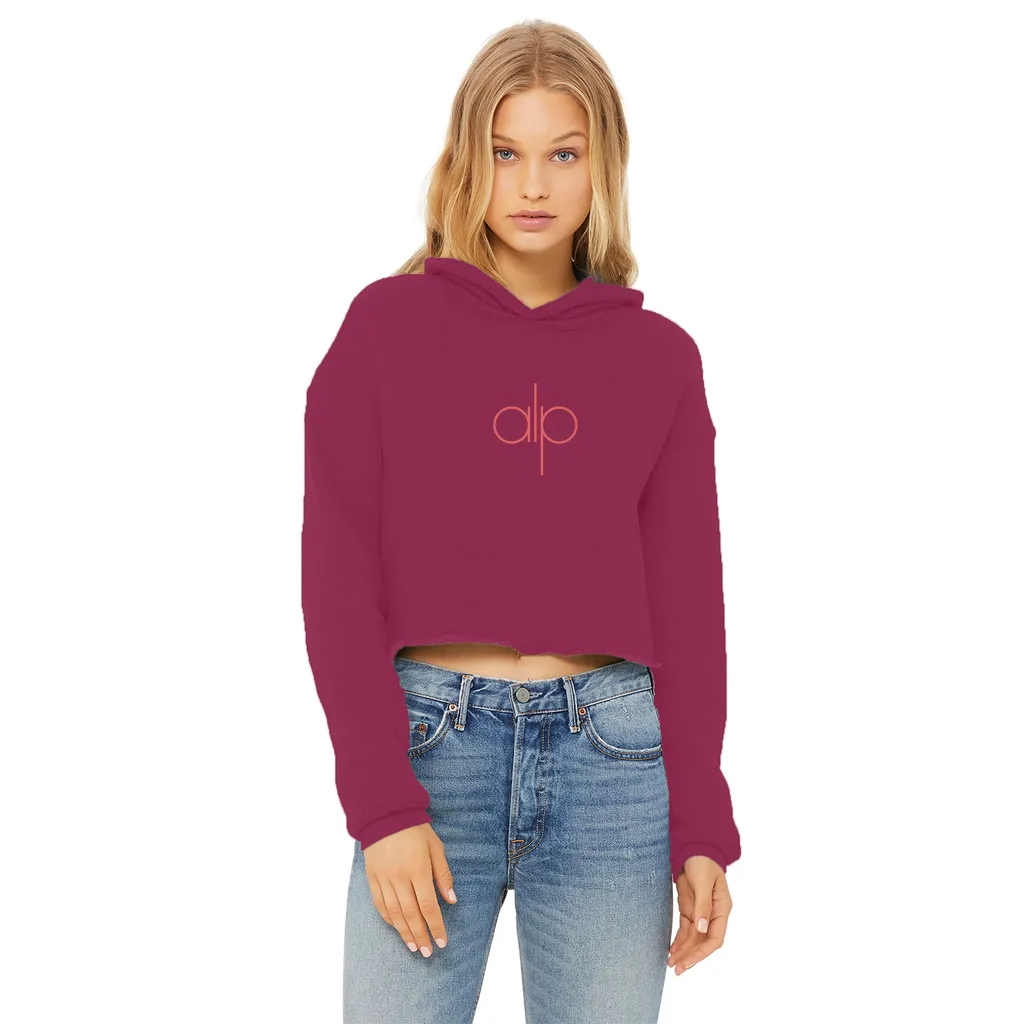 Ladies Cropped Raw Edge Hoodie