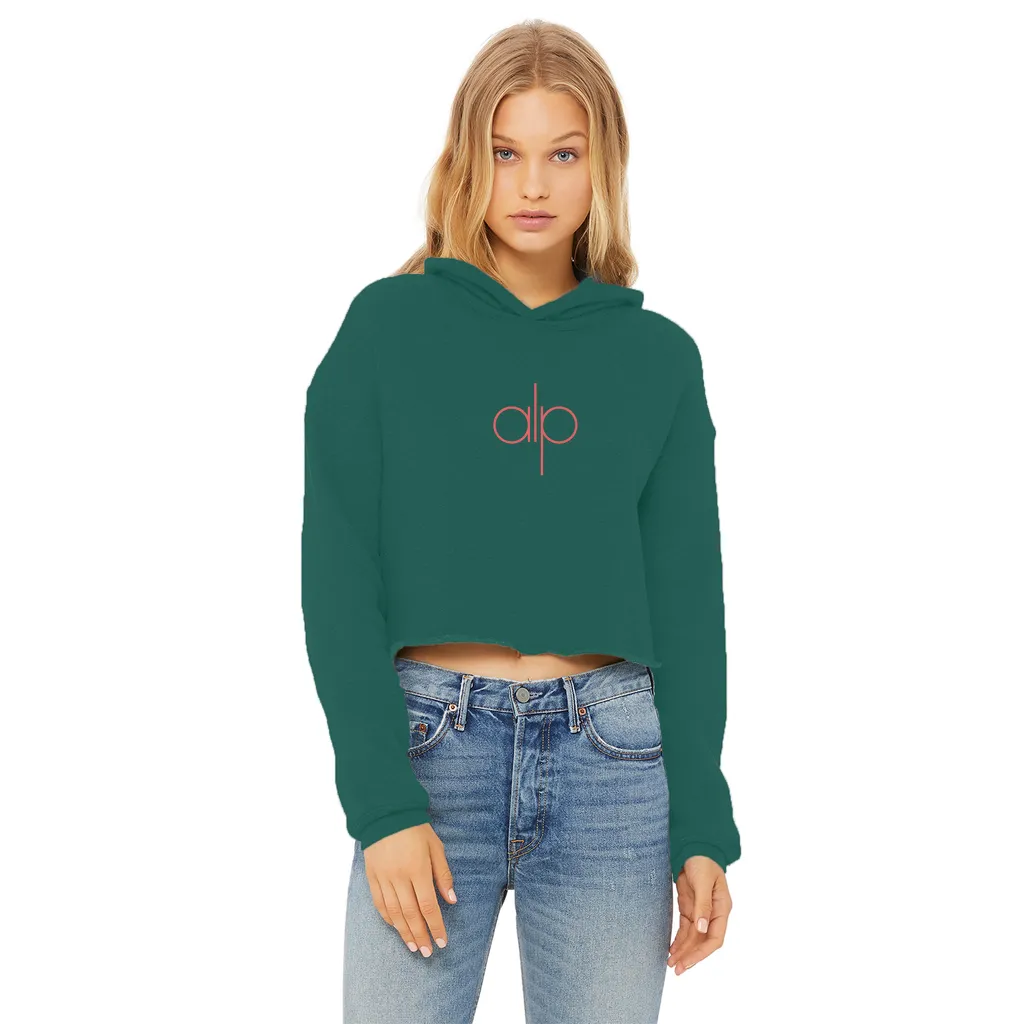 Ladies Cropped Raw Edge Hoodie