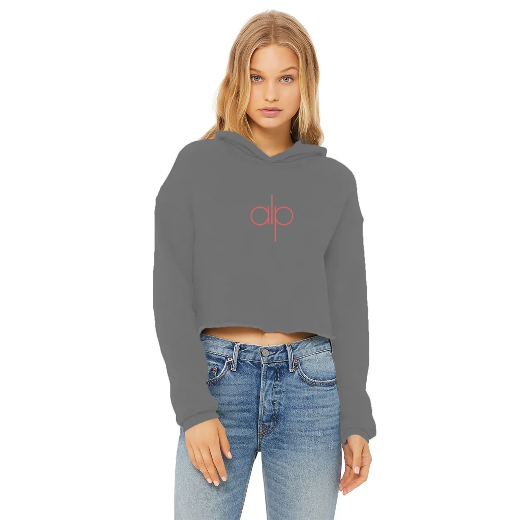 Ladies Cropped Raw Edge Hoodie