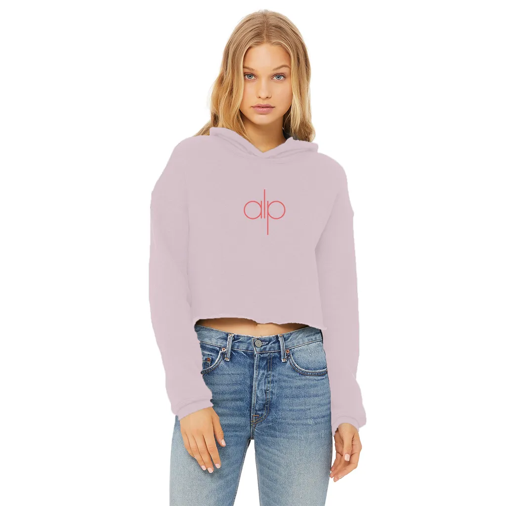 Ladies Cropped Raw Edge Hoodie
