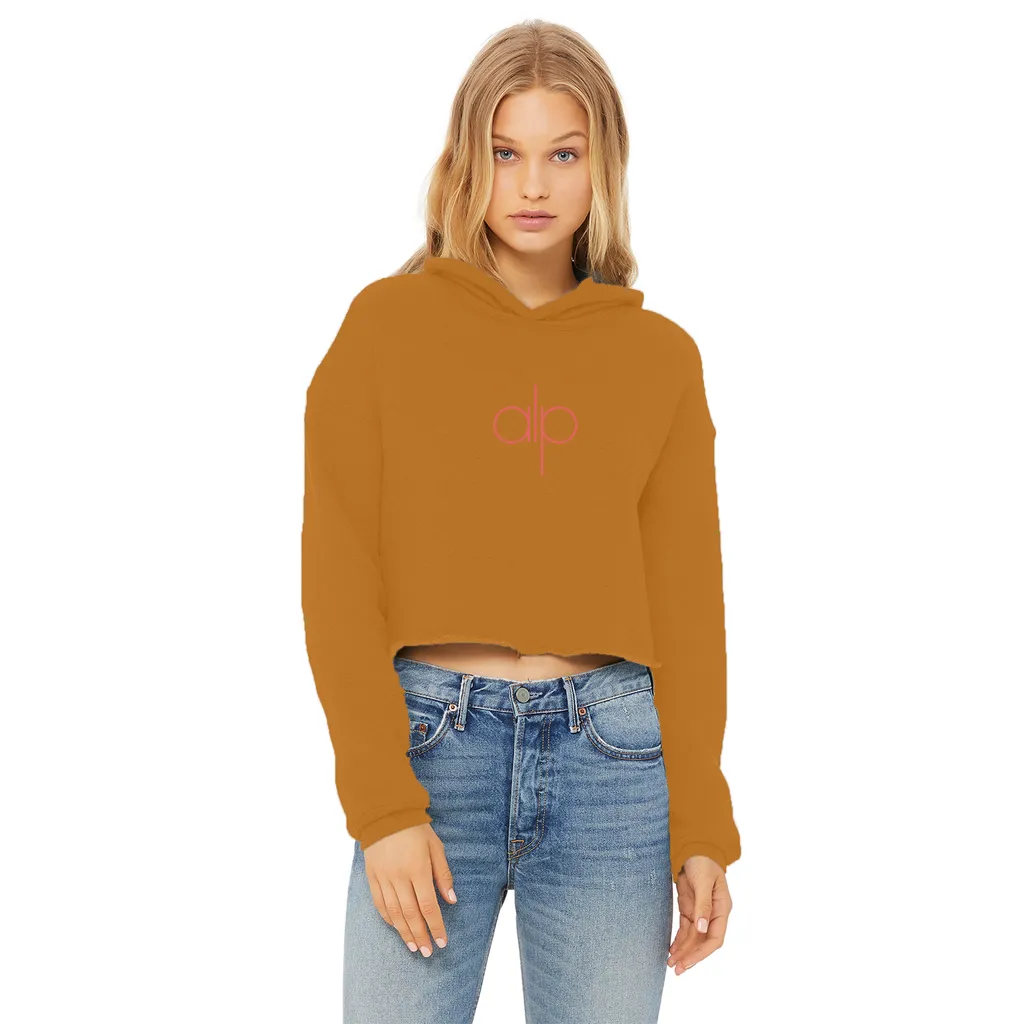 Ladies Cropped Raw Edge Hoodie
