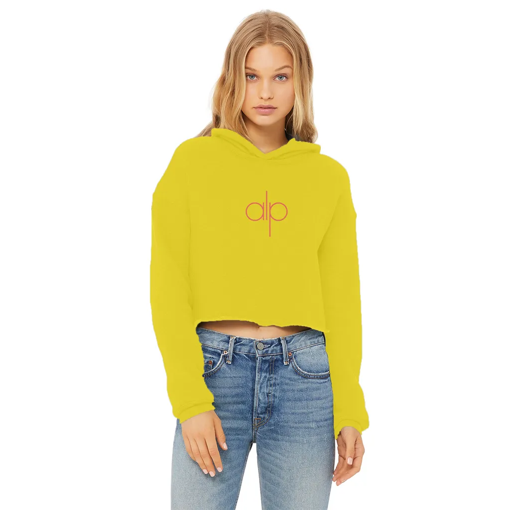 Ladies Cropped Raw Edge Hoodie