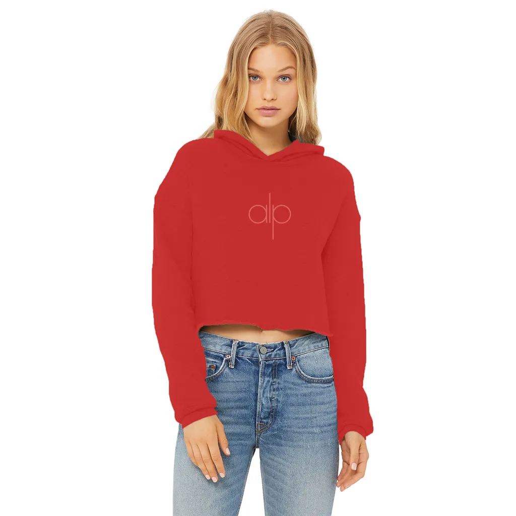 Ladies Cropped Raw Edge Hoodie