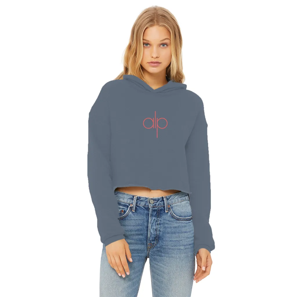 Ladies Cropped Raw Edge Hoodie