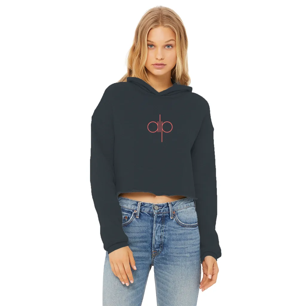 Ladies Cropped Raw Edge Hoodie