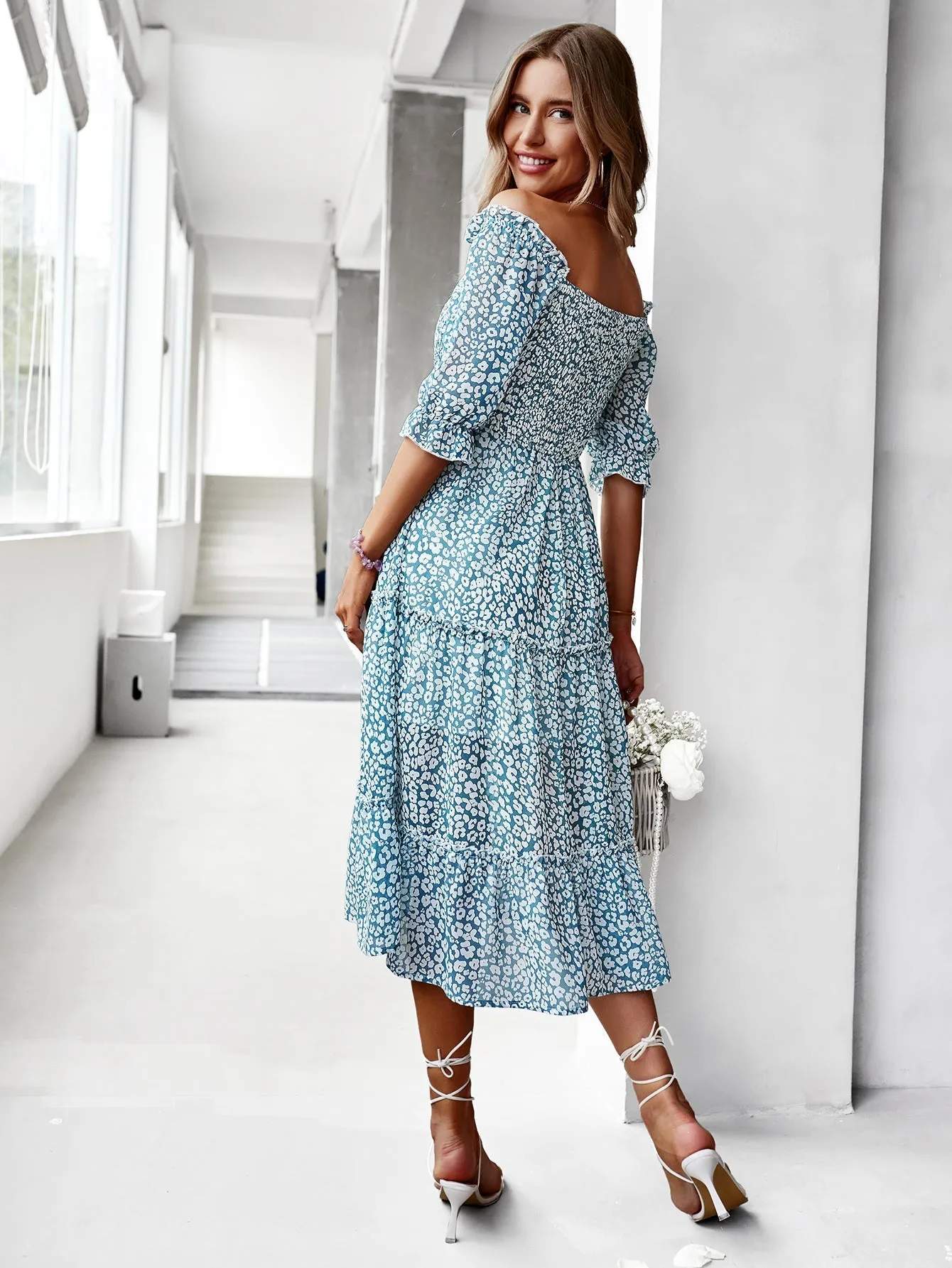Laurisa Midi Dress - Cadet Blue
