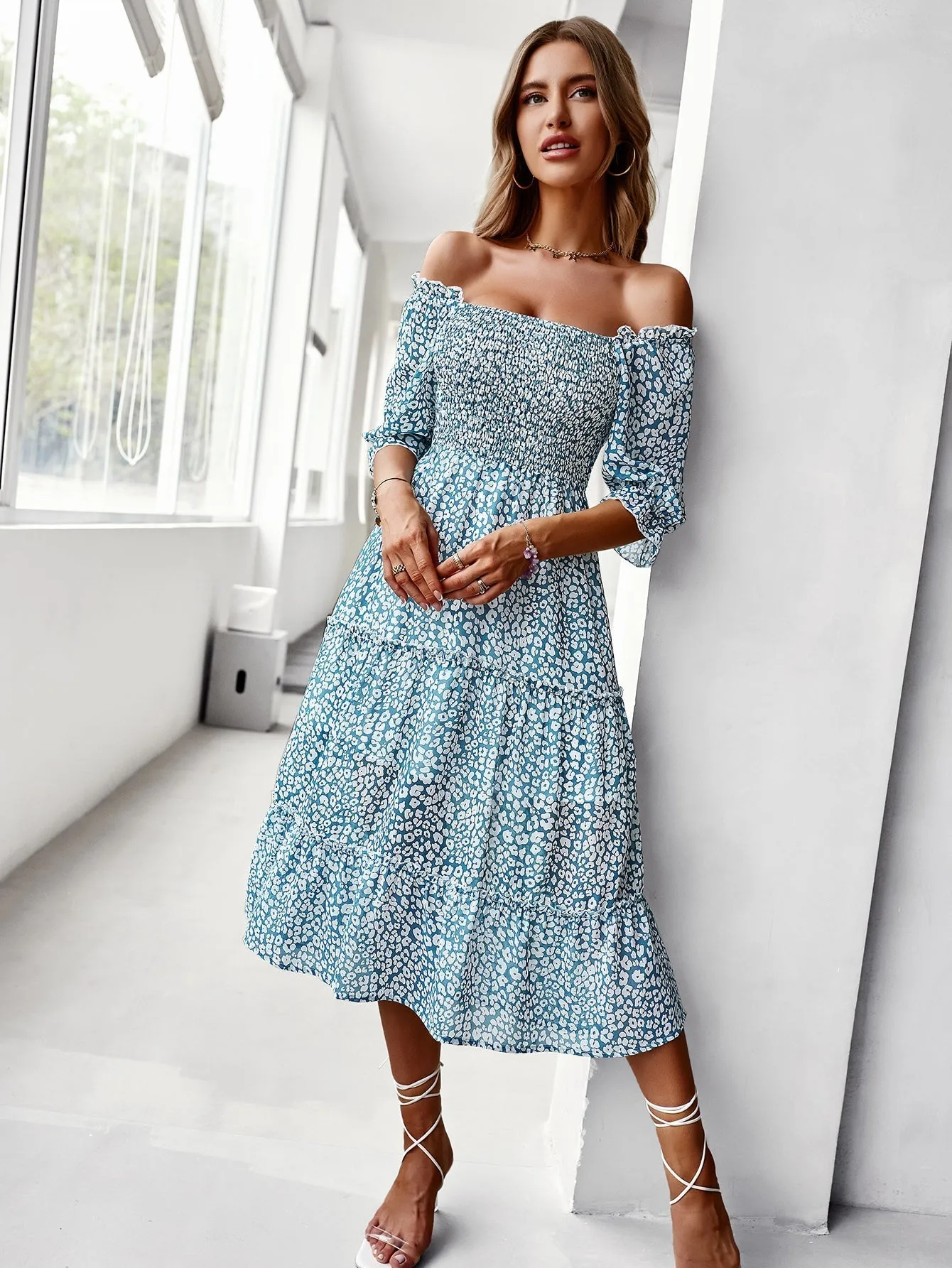 Laurisa Midi Dress - Cadet Blue