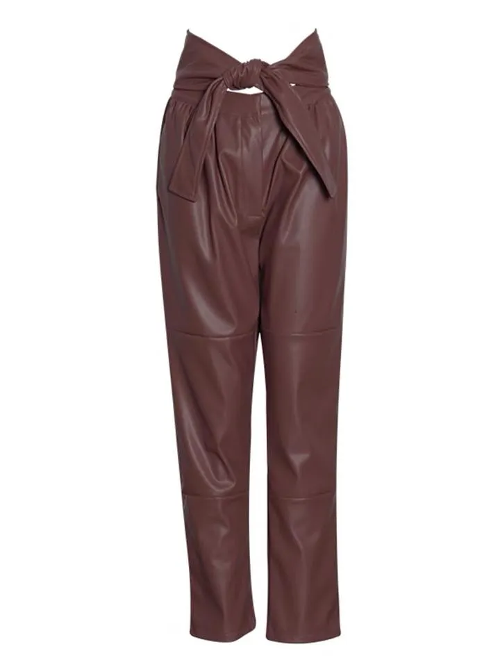 Leather Bowknot Trousers