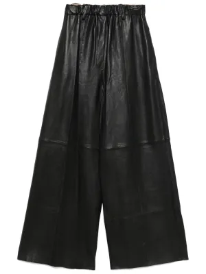 Leather wide-leg trousers