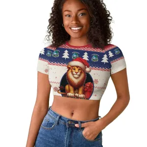 Liberia Christmas Raglan Cropped T shirt African Lion Santa LT15