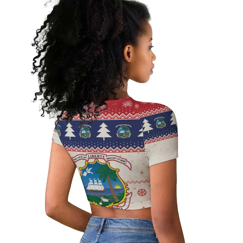 Liberia Christmas Raglan Cropped T shirt African Lion Santa LT15