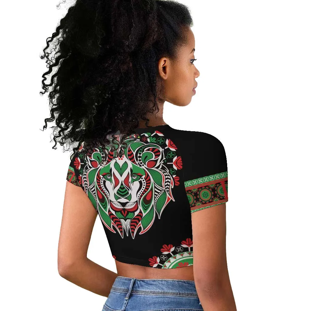 Libya Barbary Lion Raglan Cropped T shirt Dashiki Simple Style LT05