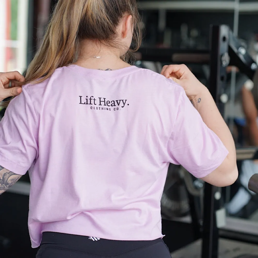 LIFT HEAVY LOGO CROPPED - T-SHIRT - LILAC