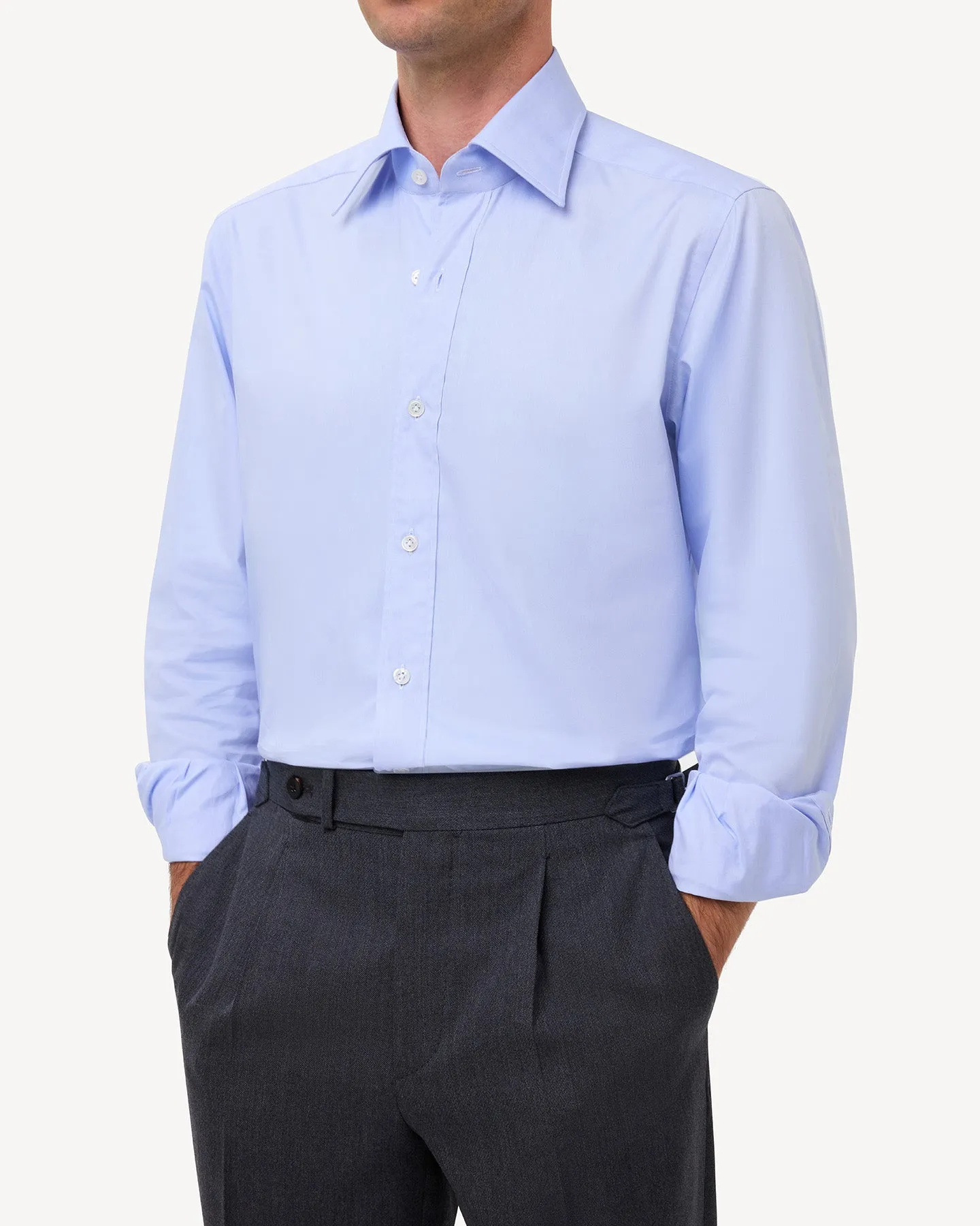 Light Blue Pinpoint Point Collar Shirt