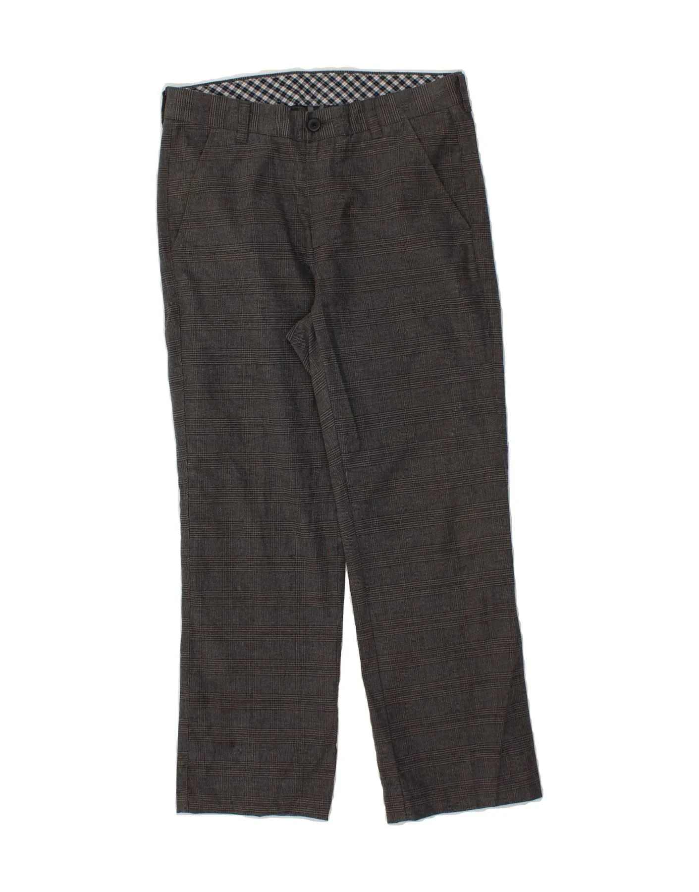 L.L.BEAN Mens Straight Suit Trousers W30 L26 Grey Houndstooth Cotton