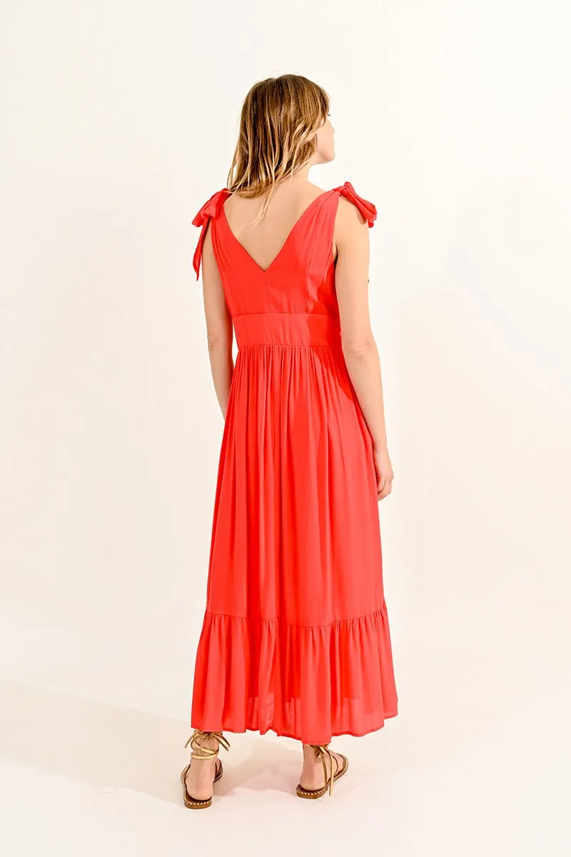 LONG DRESS WITH KNOTTED STRAPS
