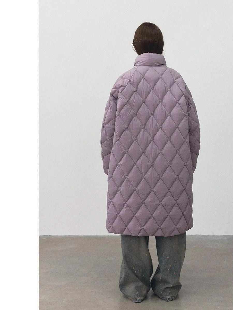 Long Quilted Lavender Coat