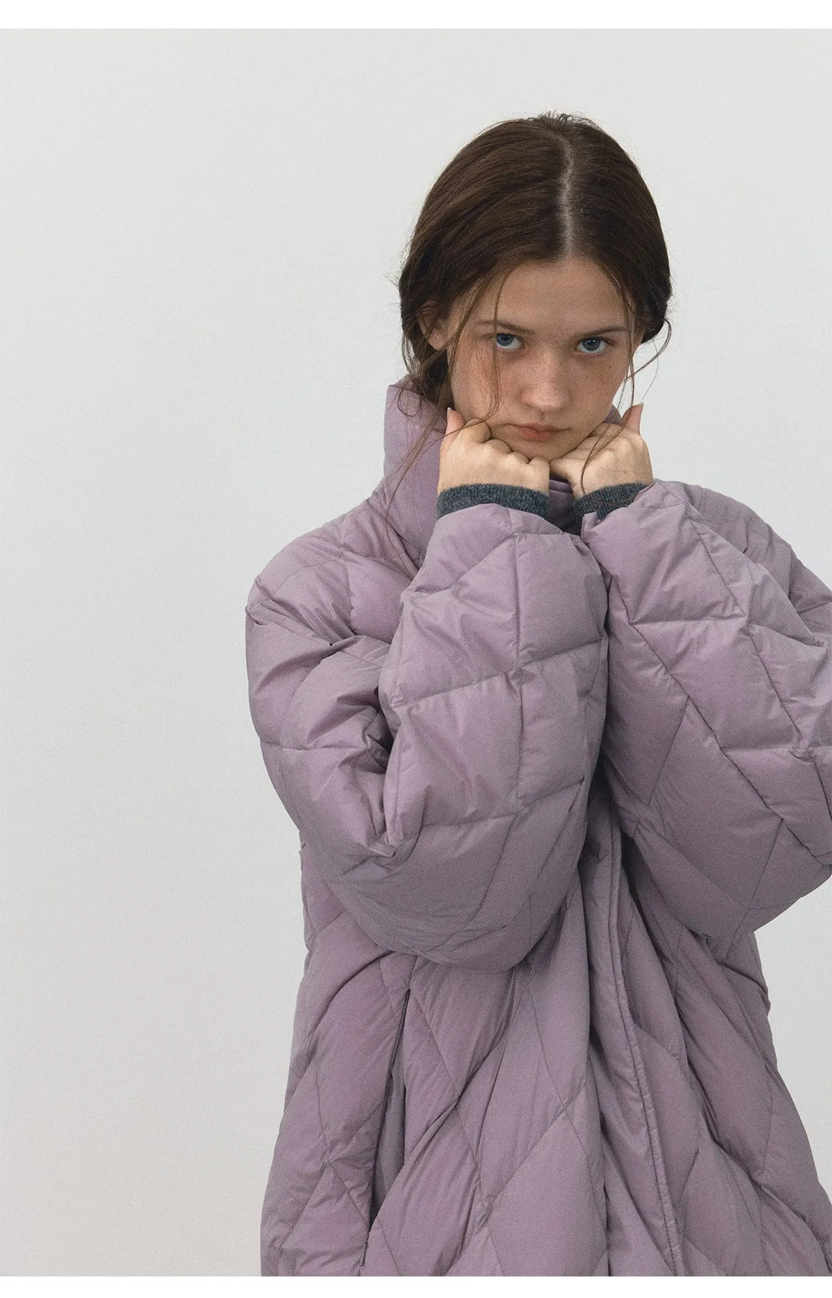 Long Quilted Lavender Coat