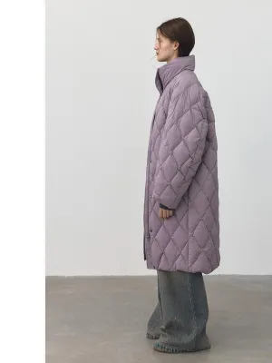 Long Quilted Lavender Coat