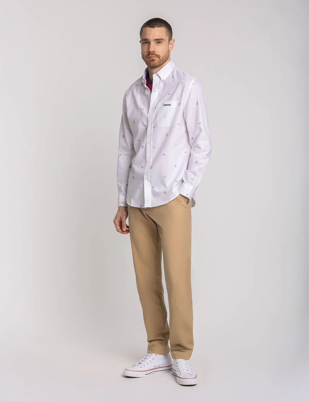 LONG SLEEVE ALL OVER MALLET PRINT OXFORD SHIRT