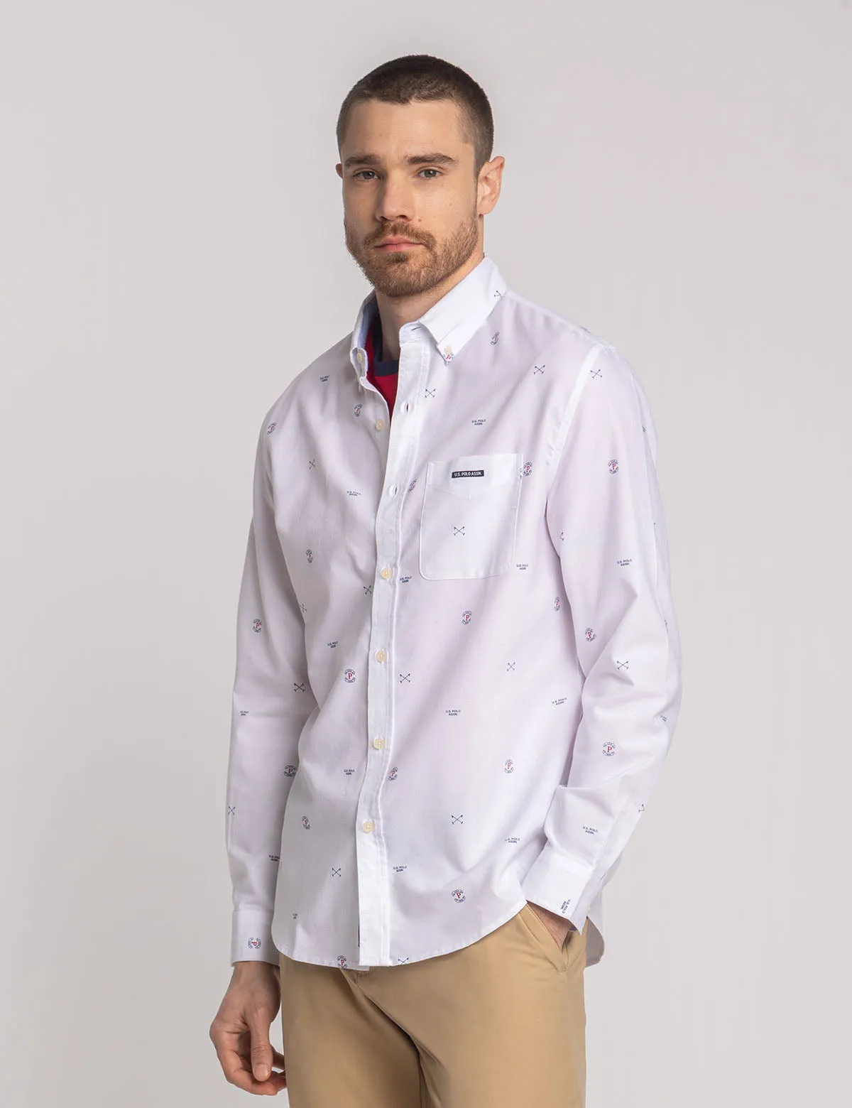 LONG SLEEVE ALL OVER MALLET PRINT OXFORD SHIRT