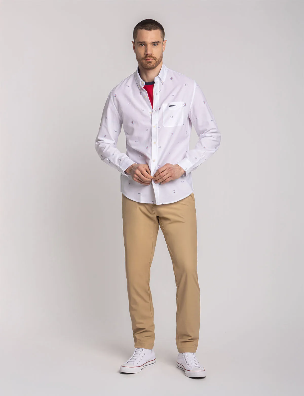 LONG SLEEVE ALL OVER MALLET PRINT OXFORD SHIRT