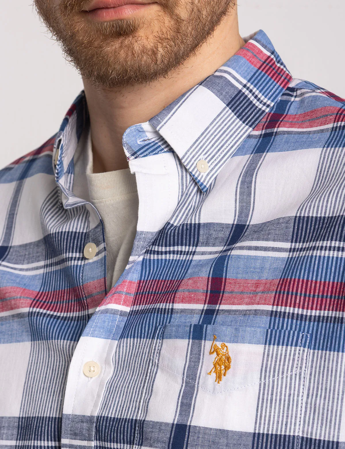 LONG SLEEVE STRETCH PLAID POPLIN SHIRT
