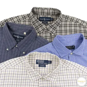 LOT of 4 Ralph Lauren Multi-Color Cotton Plaid Checked Dress Shirts Large
