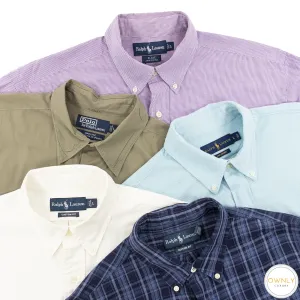 LOT of 5 Ralph Lauren Multi Color Cotton Plaid Checked Dress Shirts L
