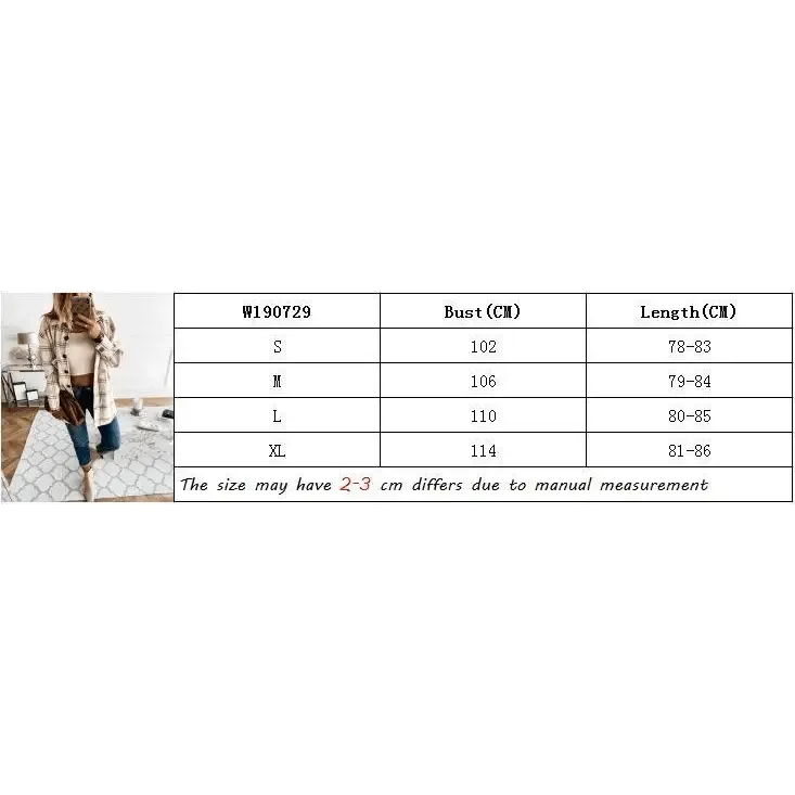 Luxurious Fashionable Women's Long Sleeve Plaid Shirt Coats Top Spring Autumn Casual Lapel Cardigan ,Jackets ,Outerwear,Streetwear