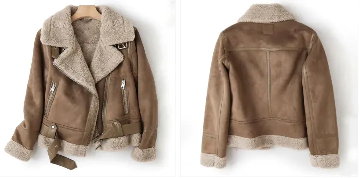 Macie - Leather jacket with sherpa lining