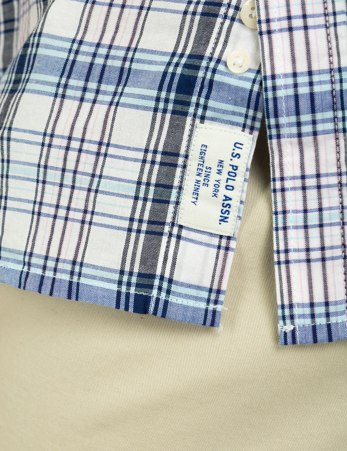 MADRAS PLAID PRINT LONG SLEEVE WOVEN SHIRT