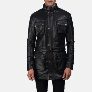 Majestic Black Leather Coat