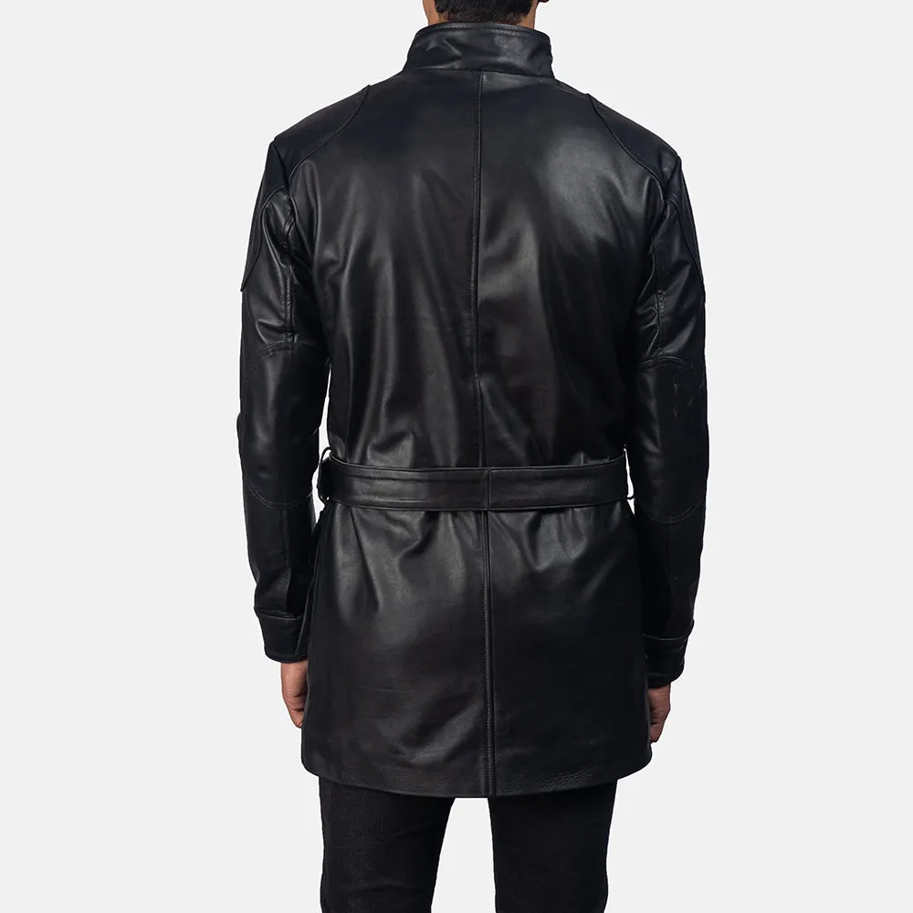 Majestic Black Leather Coat