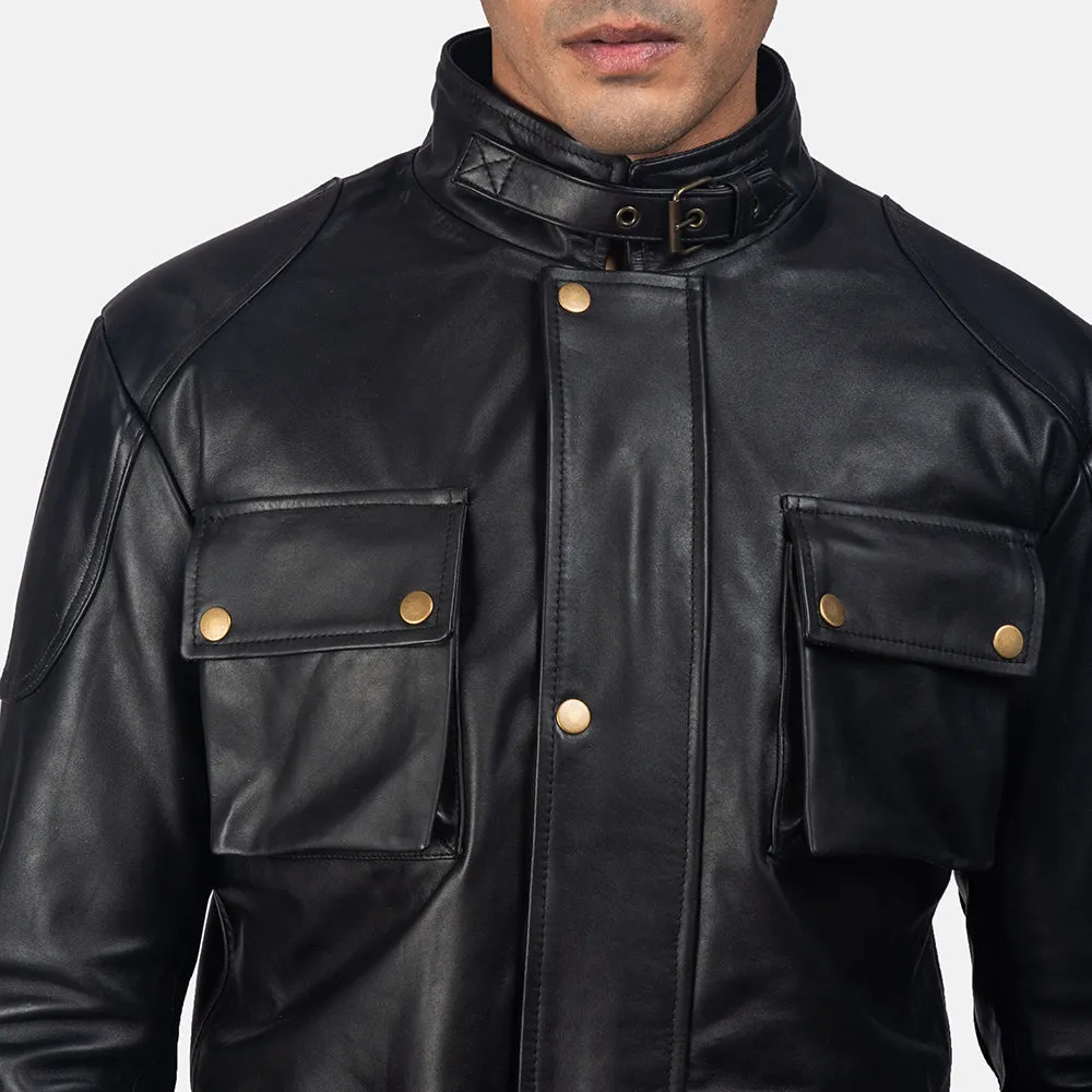Majestic Black Leather Coat
