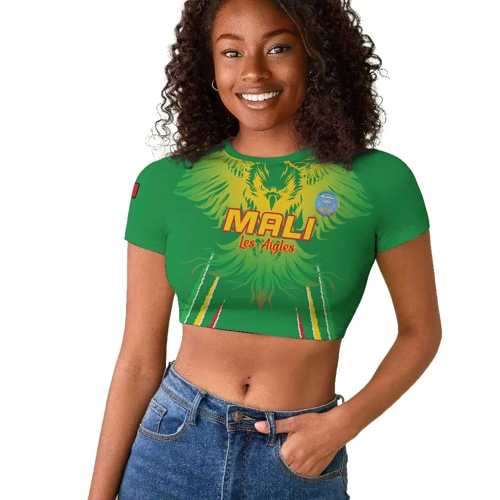 Mali Football Custom Raglan Cropped T shirt Go Eagles - Green Color LT15
