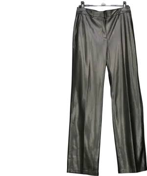 MANGO Black Leather-effect Trousers UK 12
