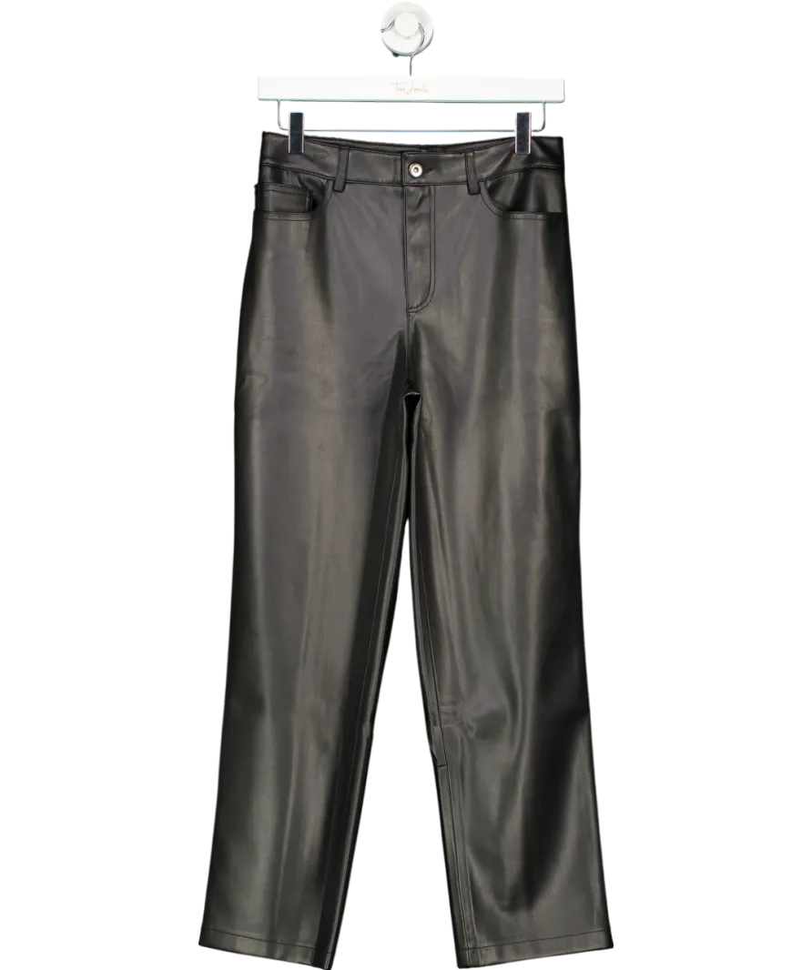 MANGO Black Leather Effect Trousers UK 8