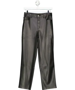 MANGO Black Leather Effect Trousers UK 8
